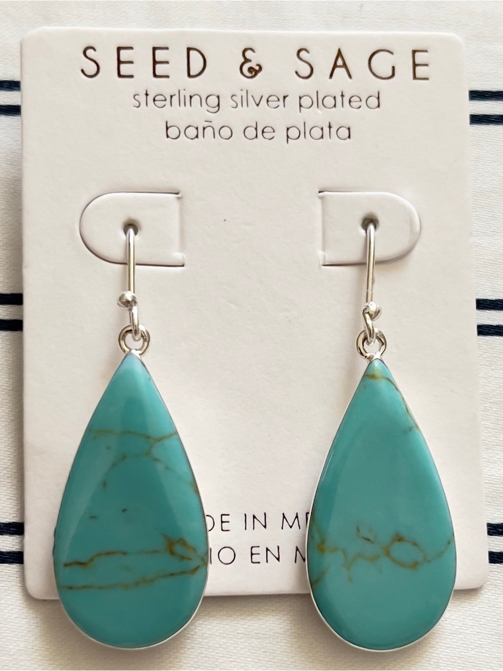 Seed & Sage Turquoise Teardrop Dangle Earrings NEW